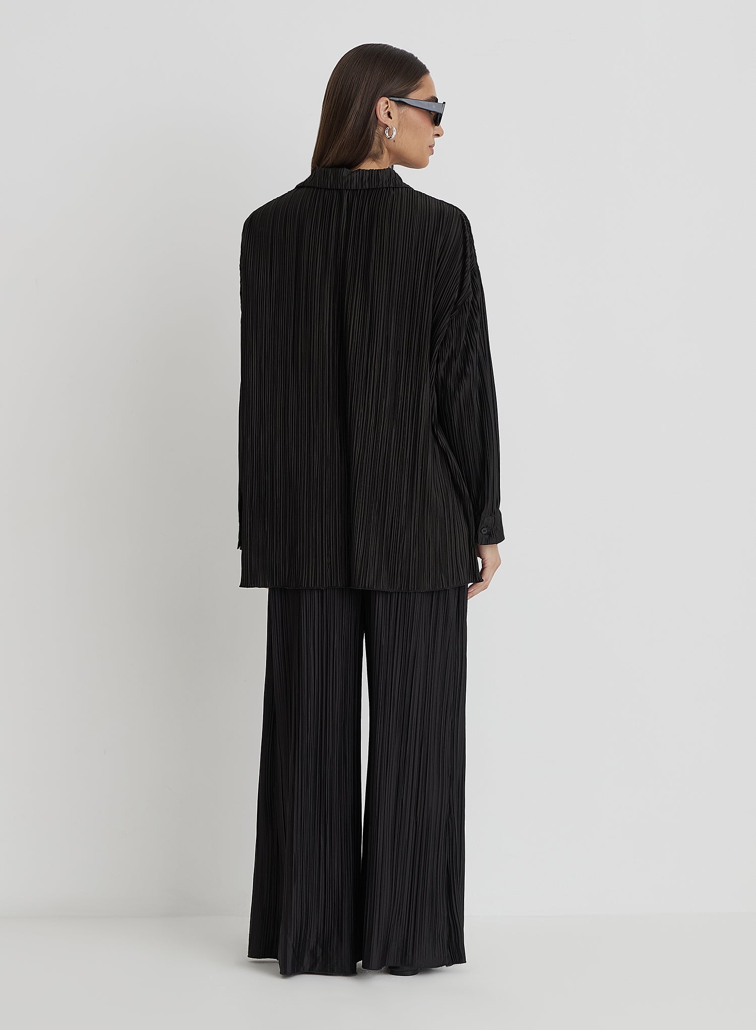 Black Plisse Trousers